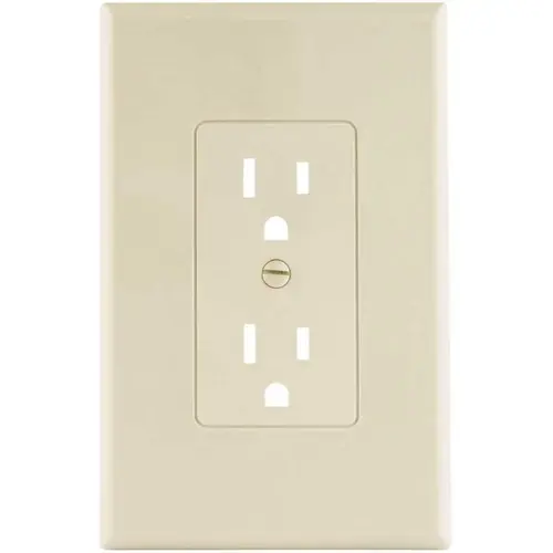 1-Gang Decorator Duplex Plastic Wall Plate, Ivory Smooth