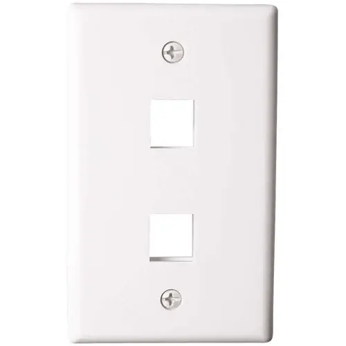 1-Gang Multi-Media Wall Plate 2-Port Plastic, White - pack of 10 1-Gang Multi-Media Wall Plate 2-Port Plastic, White - pack of 10