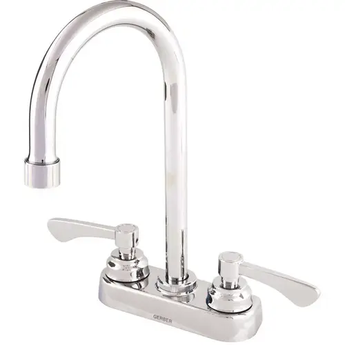 Commercial 4 in. Centerset 2-Handle Bathroom Faucet with Gooseneck Spout and Grid Strainer 0.5 GPM in Chrome Commercial 4 in. Centerset 2-Handle Bathroom Faucet with Gooseneck Spout and Grid Strainer 0.5 GPM in Chrome