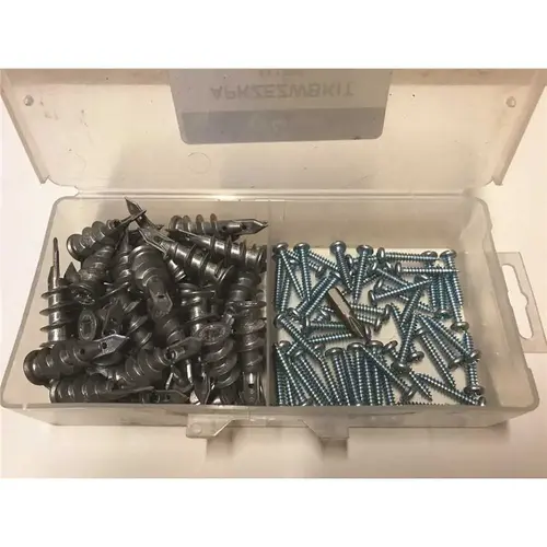 #8 Zinc Metal EZ Wall Anchor Kit Contains 50-Anchors, 50-Screws and 1-Phillips Screwdriver Bit in a Sturdy Plastic Case - pack of 101 #8 Zinc Metal EZ Wall Anchor Kit Contains 50-Anchors, 50-Screws and 1-Phillips Screwdriver Bit in a Sturdy Plastic Case - pack of 101