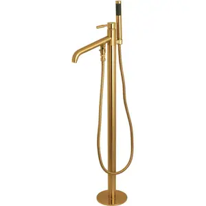 Aqua Eden HKS8137DL Modern Single-Handle Claw Foot Freestanding Tub Faucet with Handshower in Brushed Brass
