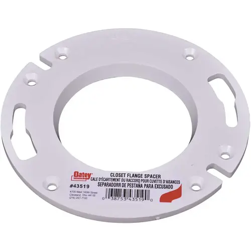 Closet Flange Spacer, PVC, White, For: Closet Flange Closet Flange Spacer, PVC, White, For: Closet Flange