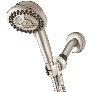 Waterpik YAT-969ME 9-Spray 4.5 in. Single Wall Mount Low Flow Handheld Adjustable Shower Head in Brushed Nickel