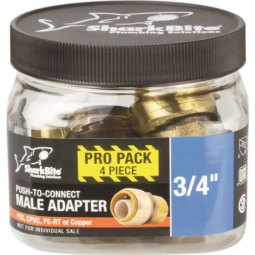 SharkBite 3/4 in. Push-to-Connect x MIP Brass Adapter Fitting - pack of 4 SharkBite 3/4 in. Push-to-Connect x MIP Brass Adapter Fitting - pack of 4