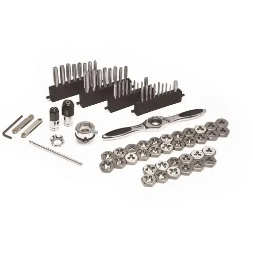 Husky SAE/Metric Ratcheting Tap and Die Set Silver Husky SAE/Metric Ratcheting Tap and Die Set Silver