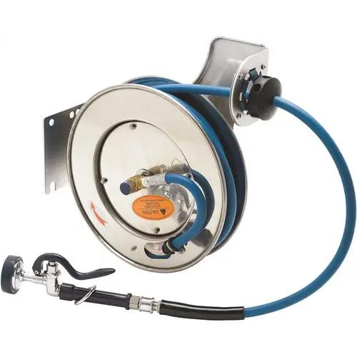 T&S BRASS Single-Handle Hose Reel Utility Faucet in Stainless Steel T&S BRASS Single-Handle Hose Reel Utility Faucet in Stainless Steel