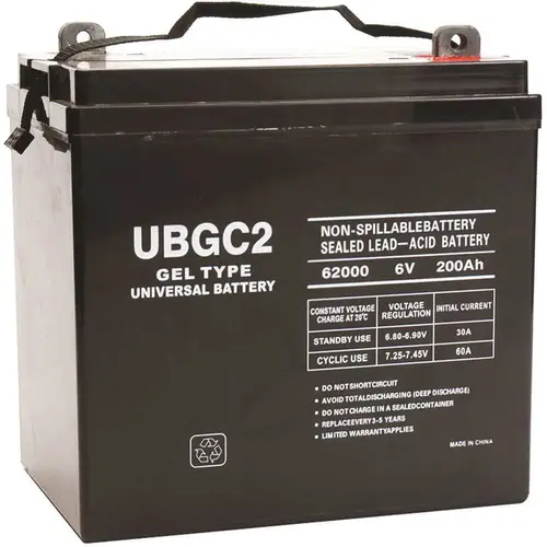 6-Volt 200 Ah L5 Terminal Sealed Lead Acid (SLA) GEL Rechargeable Battery 6-Volt 200 Ah L5 Terminal Sealed Lead Acid (SLA) GEL Rechargeable Battery