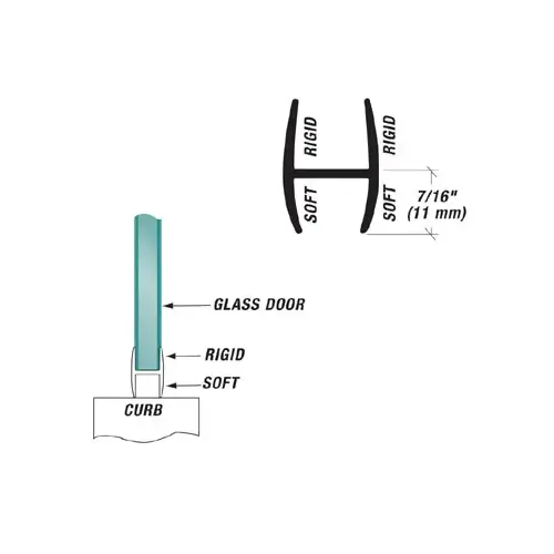 1/2 Inch Glass Thickness Multipurpose Dual Durometer Wipe "H" Clear 95" Length 1/2 Inch Glass Thickness Multipurpose Dual Durometer Wipe "H" Clear 95" Length