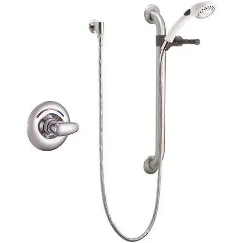 1-Handle Wall Mount Hand Shower Faucet Trim Kit in Chrome with Slide Bar (Valve Not Included) 1-Handle Wall Mount Hand Shower Faucet Trim Kit in Chrome with Slide Bar (Valve Not Included)