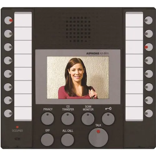 AX Series Wall or Desk Mount 1-Channel Color Video Master Station Intercom with Selective Door Release, Black