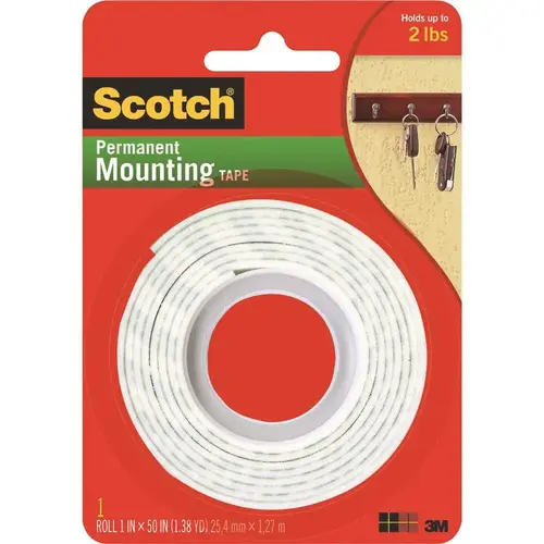 1 in. x 50 in. Indoor Mounting Tape White 1 in. x 50 in. Indoor Mounting Tape White