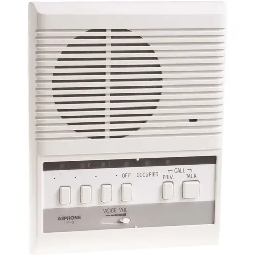 LEF Series Surface Mount 1-Channel 3-Call Audio Master Station Intercom with LED and Call Tone Indicators, White