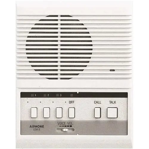LEM Series Surface Mount 1-Channel 3-Call Master Station Intercom with Push-to-Talk Communications, White