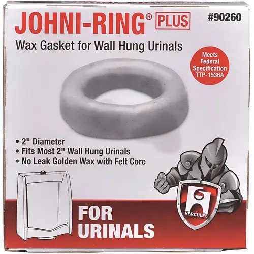 Johni-Ring Plus Urinal Wax Ring, Wax Material, 4.5" Product Depth, 1.25" Product Height, 4" Product Width, Brown Finish Johni-Ring Plus Urinal Wax Ring, Wax Material, 4.5" Product Depth, 1.25" Product Height, 4" Product Width, Brown Finish