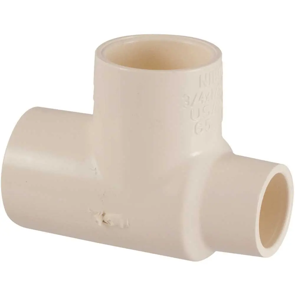 NIBCO Everbilt 3/4 in. x 1/2 in. x 3/4 in. CPVC CTS Slip x Slip x Slip Reducing Tee Fitting C4711HDRR341234 NIBCO Everbilt 3/4 in. x 1/2 in. x 3/4 in. CPVC CTS Slip x Slip x Slip Reducing Tee Fitting C4711HDRR341234