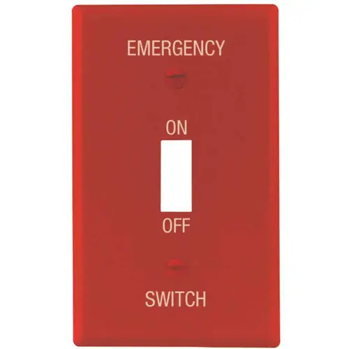 Red Smooth 1-Gang Emergency Toggle Standard Metal Wall Plate