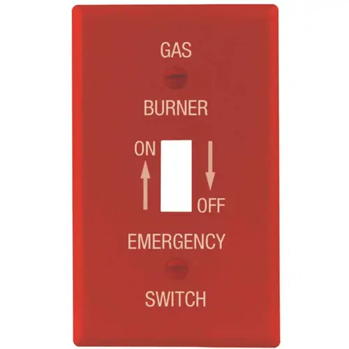 Red Smooth 1-Gang Gas Toggle Standard Metal Wall Plate