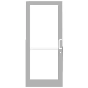 CRL-U.S. Aluminum DC41811R036 Clear Anodized 400 Series Medium Stile (LHR) HLSO Single 3'0 x 7'0 Offset Hung with Geared Hinged Complete Door Std. MS Lock & Bottom Rail