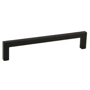 Pride Industrial P87228BK 6-3/8" Modern Square Cabinet Pull with 6-3/10" Center to Center Matt Black Finish