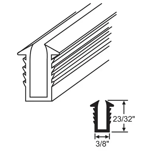 Black Glazing Channel for 1/4in Glass Black Glazing Channel for 1/4in Glass