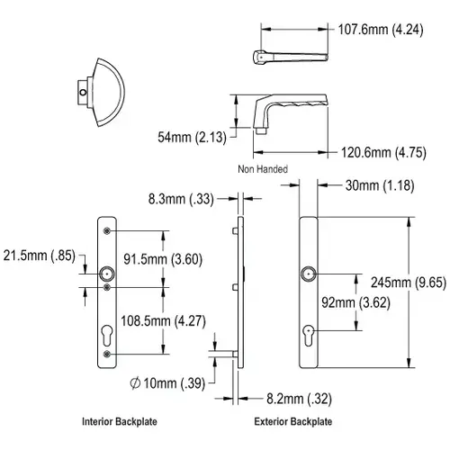 Frankfurt Handle Set for 1-3/4 Thick Active Door w Key Cylinder Silver Finish Aluminum Frankfurt Handle Set for 1-3/4 Thick Active Door w Key Cylinder Silver Finish Aluminum