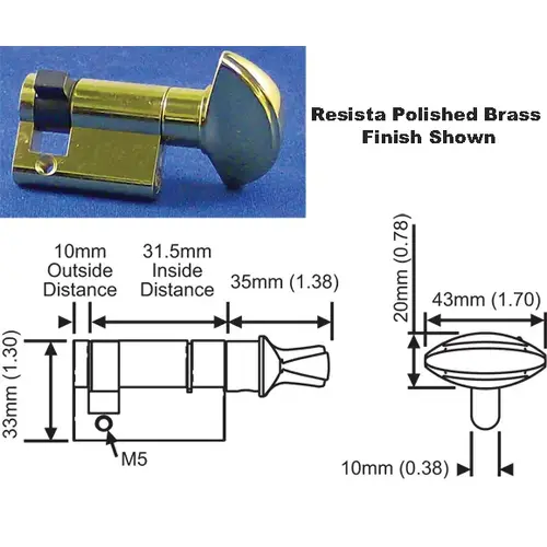 90dg Thumbturn W/crescent Knob 31.5 F42 Satin Nickel 90dg Thumbturn W/crescent Knob 31.5 F42 Satin Nickel