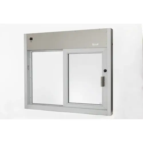 Fully Automatic Single Sliding Transaction Windows With Insulated Glass 48" W x 41" H Size Right Hand Slide Clear Anodized Finish