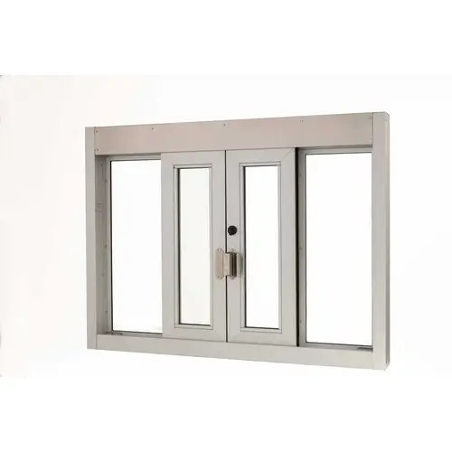 Self Closing Bi Parting Transaction Window 48" W x 36" H Size Dark Bronze Anodized Finish Self Closing Bi Parting Transaction Window 48" W x 36" H Size Dark Bronze Anodized Finish