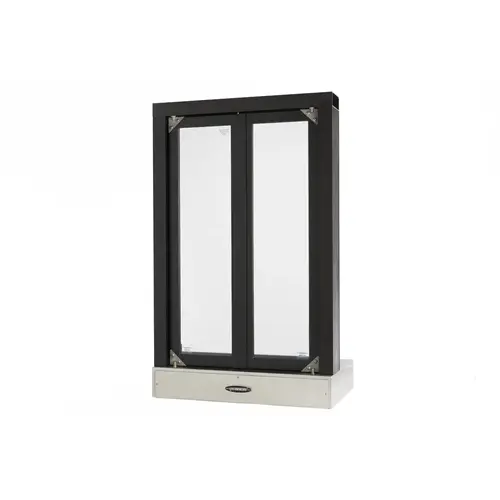 Flush Mounted Semi Automatic Pass Thru Window Bi Fold Door Dark Bronze Anodized Finish