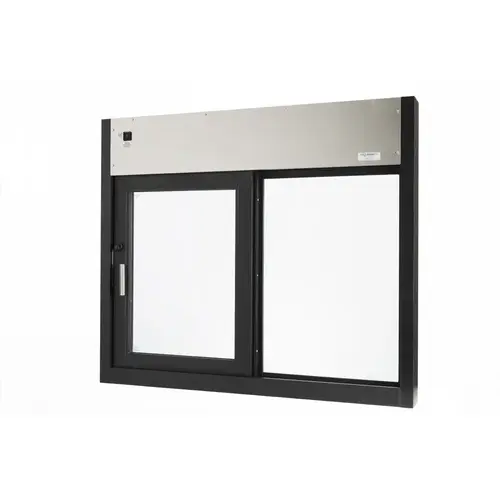Fully Automatic Single Sliding Transaction Windows With Insulated Glass 48" W x 41" H Size Left Hand Slide Dark Bronze Anodized Finish