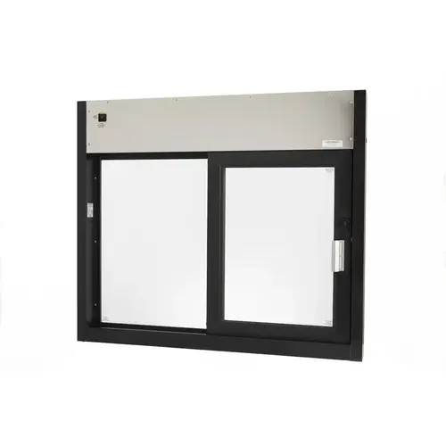 Fully Automatic Single Sliding Transaction Windows With Insulated Glass 48" W x 41" H Size Right Hand Slide Dark Bronze Anodized Finish
