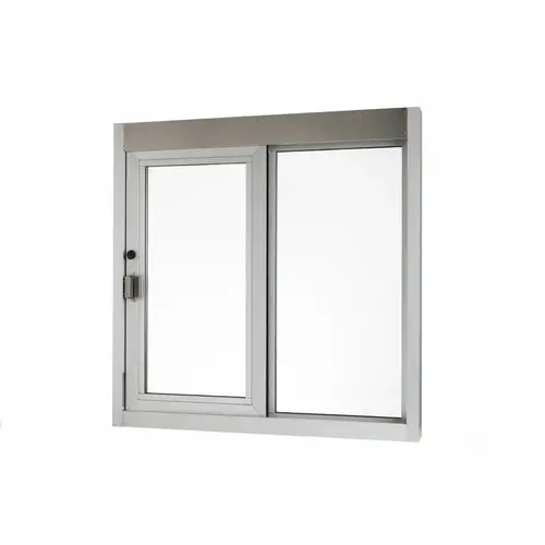 Self Closing Side Sliding Transaction Window With Insulated Glass 48" W x 48" H Size Left Hand Slide Clear Anodized Finish Self Closing Side Sliding Transaction Window With Insulated Glass 48" W x 48" H Size Left Hand Slide Clear Anodized Finish