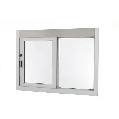 Self Closing Side Sliding Transaction Window 36" W x 36" H Size Left Hand Slide Clear Anodized Finish