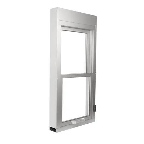 SUI Series Vertical Lift Transaction Window Manual 24" W x 48" H Clear Anodized