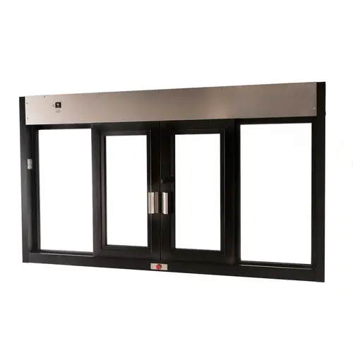 Automatic Bi Parting Drive Thru Slider Window 72" W x 41" H Size With Push Button Type Dark Bronze Anodized Finish