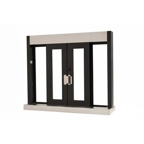 Self Closing Bi Parting Transaction Window 42" W x 36" H Size Dark Bronze Anodized Finish