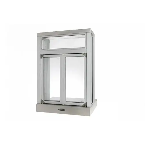 Panoramic Three Sided View Bi Fold Transaction Window 20 1/8" W x 19" H Service Opening Clear Anodized Finish