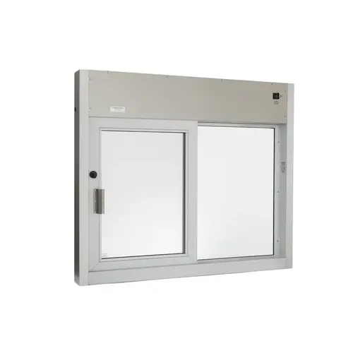 Fully Automatic Single Sliding Transaction Windows With Insulated Glass 48" W x 41" H Size Left Hand Slide Clear Anodized Finish Fully Automatic Single Sliding Transaction Windows With Insulated Glass 48" W x 41" H Size Left Hand Slide Clear Anodized Finish