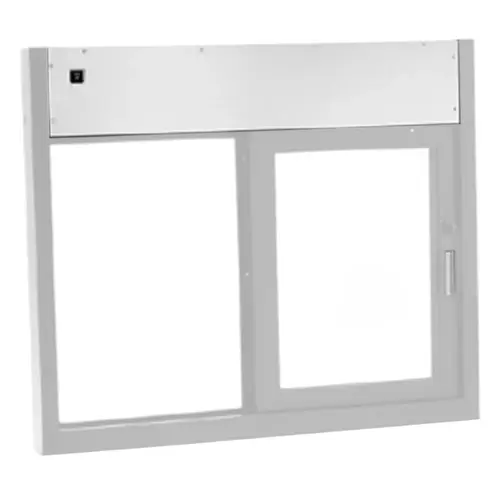 Fully Automatic Sliding Transaction Windows 45 1/2" W x 38" H Size Right Hand Slide Clear Anodized Finish Fully Automatic Sliding Transaction Windows 45 1/2" W x 38" H Size Right Hand Slide Clear Anodized Finish