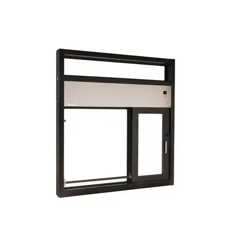 Fully Automatic Sliding Transaction Windows 48" W x 52" H Size Right Hand Slide Dark Bronze Anodized Finish