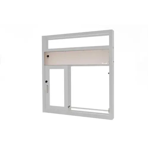 Fully Automatic Single Sliding Transaction Windows With Insulated Glass 48" W x 52" H Size Left Hand Slide Clear Anodized Finish