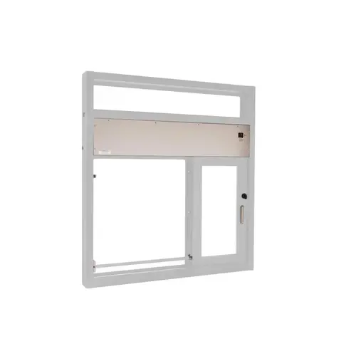 Fully Automatic Sliding Transaction Windows 48" W x 52" H Size Right Hand Slide Clear Anodized Finish Fully Automatic Sliding Transaction Windows 48" W x 52" H Size Right Hand Slide Clear Anodized Finish