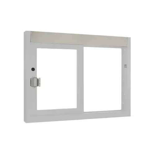 Self Closing Side Sliding Transaction Window 48" W x 36" H Size Left Hand Slide Clear Anodized Finish
