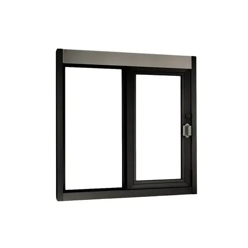 Self Closing Side Sliding Transaction Window With Insulated Glass 48" W x 48" H Size Right Hand Slide Dark Bronze Anodized Finish