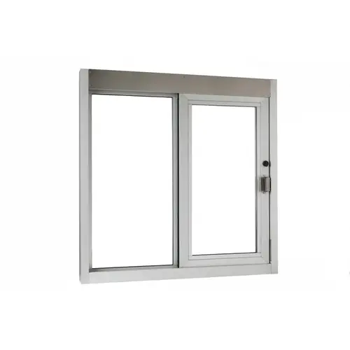 Self Closing Side Sliding Transaction Window With Insulated Glass 48" W x 48" H Size Right Hand Slide Clear Anodized Finish