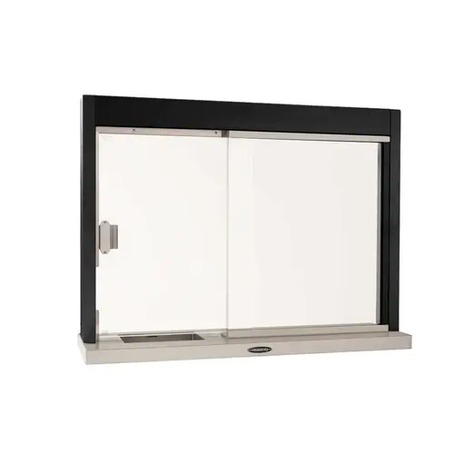 Slider Ticket Window Combo With Deal Tray Left 48" W x 36" H Dark Bronze Anodized