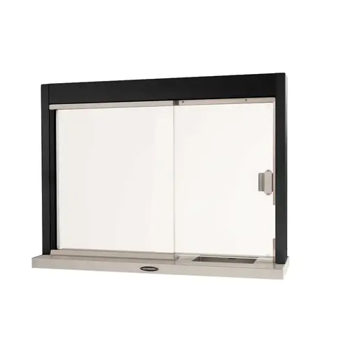 Slider Ticket Window Combo With Deal Tray Right 36" W x 36" H Dark Bronze Anodized