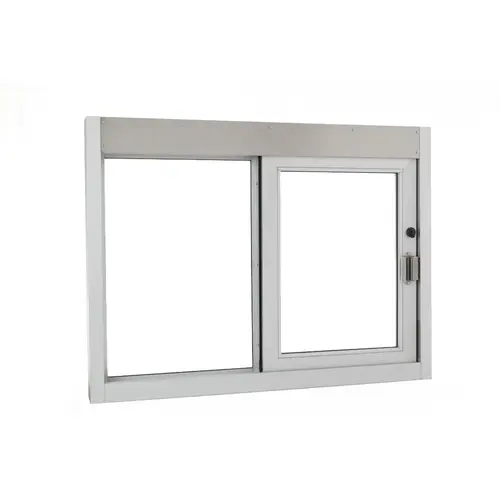 Self Closing Side Sliding Transaction Window 48" W x 36" H Size Right Hand Slide Clear Anodized Finish