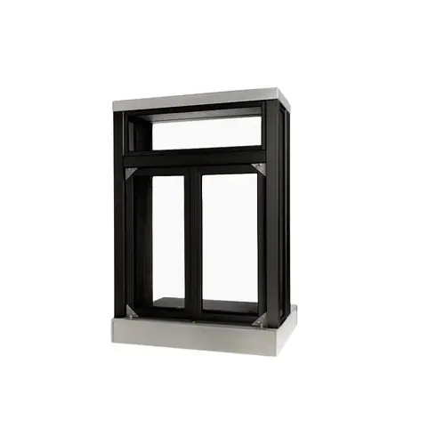 Panoramic Three Sided View Bi Fold Transaction Window 20 1/8" W x 19" H Service Opening Dark Bronze Anodized Finish