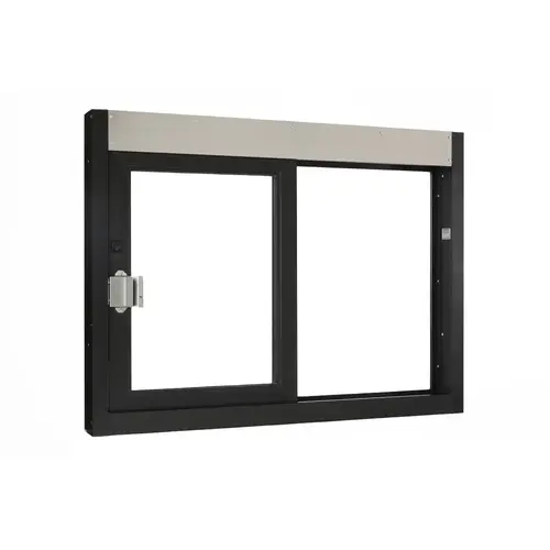 Self Closing Side Sliding Transaction Window 48" W x 36" H Size Left Hand Slide Dark Bronze Anodized Finish